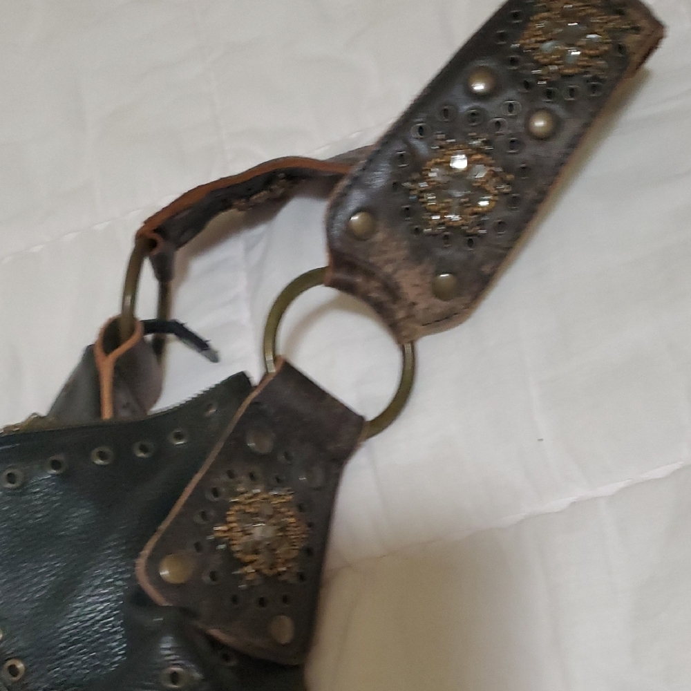 Betsey Johnson Black Studded Hobo Bag - Picture 5 of 16